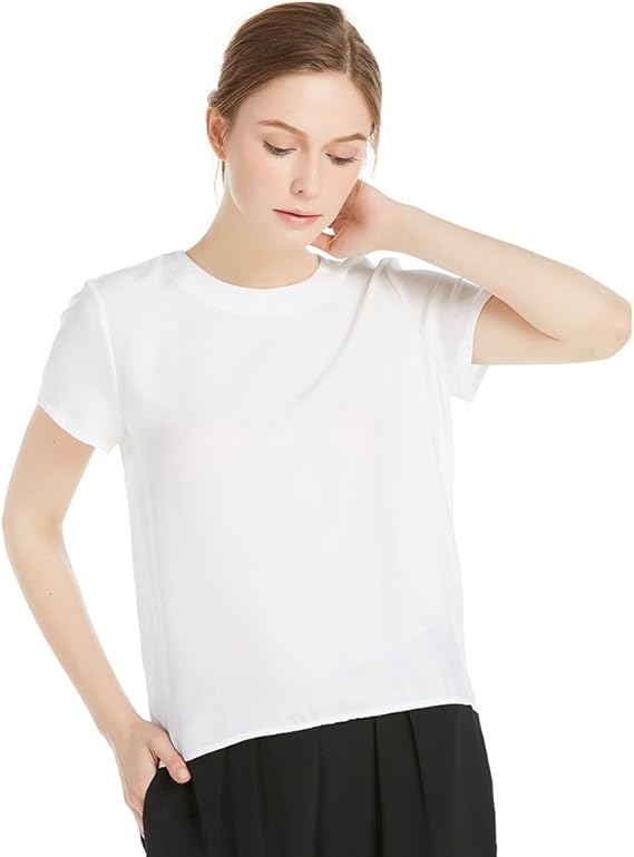 Amazon Lilysilk リリーシルク レディーズシャツ ブラウス シルク 半袖 無地 Tシャツ カットソー 通販