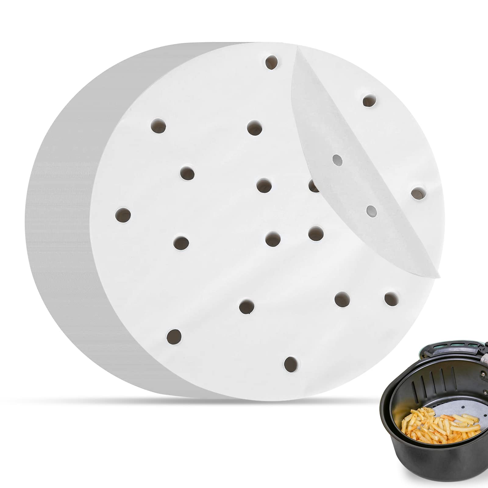 400Pcs Air Fryer Parchment Paper Air Fryer Paper Liner 6.1inch Air Fryer Liners Air Fryer Parchmentpaper Sheets Non Stick Parchment Paper Sheets for Baking Oven Airfryer Accessories