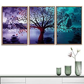3 Piece Framed Canvas Wall Art for Living Room, Bedroom Abstract Tree Canvas Prints for Home Decoration Ready to Hang - 16"x24"x3 Panels