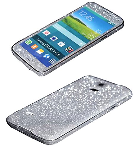 Just Mode(TM)Glittering Style Full Body Bling Glitter Diamond Film Sticker Case Cover Protector for Samsung Galaxy S5-Silver