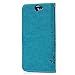 HTC One A9 Case Wallet, MOLLYCOOCLE PU Leather Wallet Embossed Florals Kickstand Magnetic Flip Case Card Holders & Hand Strap Case Cover for HTC One A9 -Blue