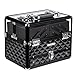 SONGMICS Train Case, Deluxe Jewelry Cosmetic Organizer, Beauty Vanity Makeup Case, with Transparent Acrylic Lid, Pull-Out Tray, Black UMUC318B, XL