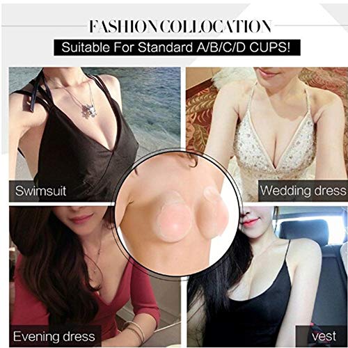 Buyeverything Reusable Silicone Nipplecovers 1 Pair Adhesive Nippleless Pasties Breast Round Petals Invisible Nipple Covers Breast Lift Tape Bra Bare Lift Pasties - 2.56 inch (B)