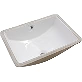 Lordear Undermount Bathroom Sink 18x14 Inch White Rectangle Porcelain Ceramic Vessel Sinks Deep Basin with Overflow Lavatory 