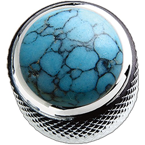 Q-Parts Dome Guitar Knob, Chrome with Turquoise Inlay