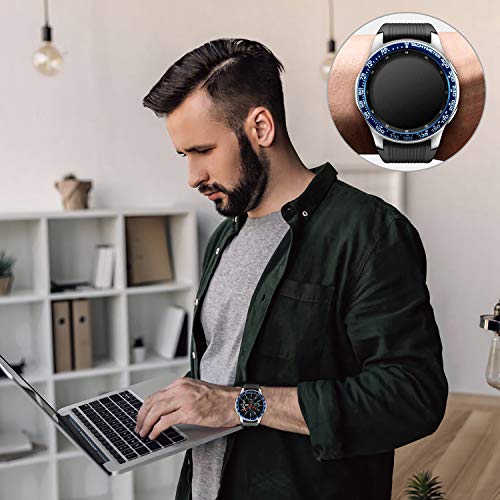Bezel Ring for Galaxy Watch 46mm / Galaxy Gear S3 Frontier & Classic, Aluminium Bezel Loop Adhesive Cover Anti Scratch Protection for Galaxy Watch Accessory（Blue） - Thumbnail 6