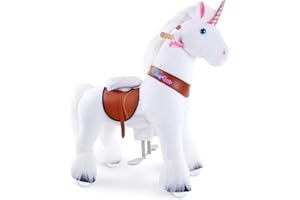 PonyCycle Unicorn Ride on Toys Riding Unicorn for Big Kids with Brake (36" Height/Size 4 for Age 4-8) Ride on Unicorn Classic Model U Mechanical Pony Birthday Gifts Plush Animal Rideable Horse Ux404