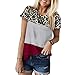 Moilant T Shirt for Womens Leopard Striped Top Short Sleeve Tunics Shirts Loose Blouses Redthumb 1
