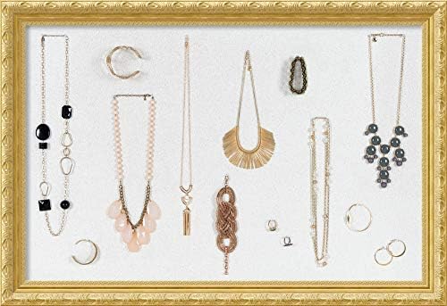 Amanti Art フレーム入りジュエリーオーガナイザー コルクボード 限定品 ゴールド ホワイト X 28 40 Dsw