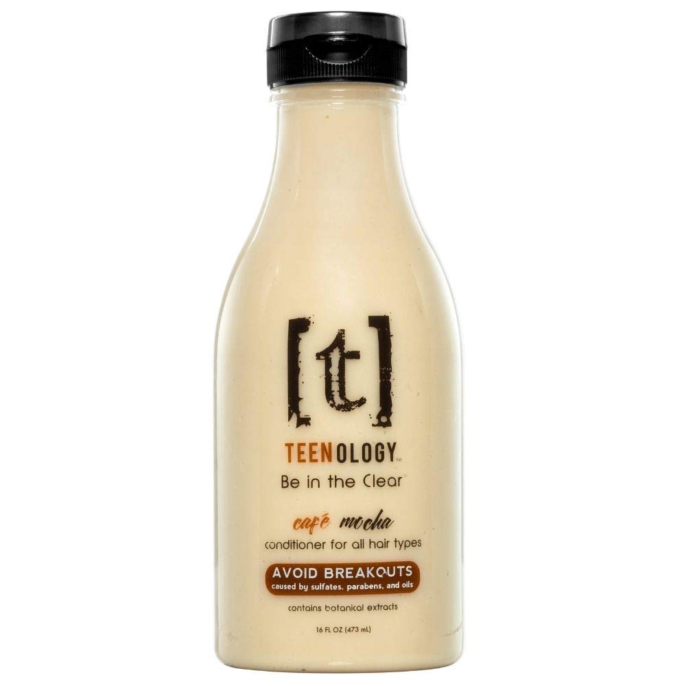 TEENOLOGY Conditioner for Teens - Avoid Forehead Acne and Breakouts - Sulfate and Paraben Free, Noncomedogenic, Natural Botanical Extracts, Café Mocha - 16 oz.
