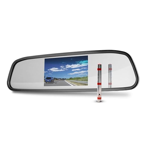 Carmedien 1495 Rückspiegel mit 4,3' Monitor TFT Display Bildschirm für Rückfahrkamera Rückspiegelmonitor 12V