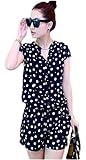 AvaCostume Womens Short Sleeve Casual Drawstring Short Jumpsuit Romper