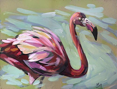 Flamingo Original FRAMED Acrylic Painting 8x10 Bird Artwork Modern Wall art decor
