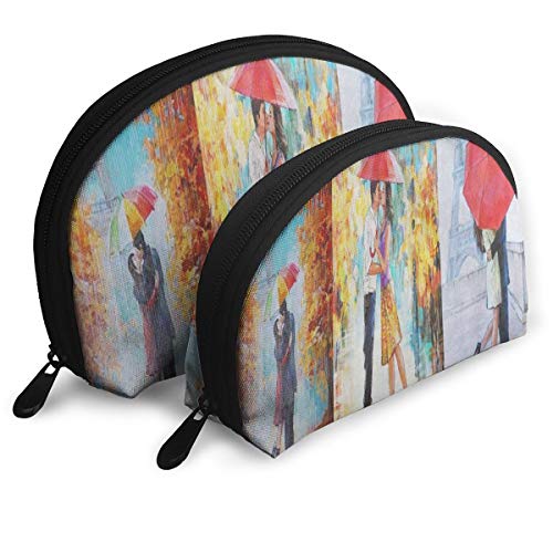 Makeup Bag Oil Painting Lovers Under An Umbrella Portable Half