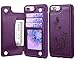 iPhone 8 Plus/iPhone 7 Plus Wallet Leather Case for Women, 3 Card Holder/ID Slots, Butterfly Flower Cover for iPhone 6s Plus - Purple