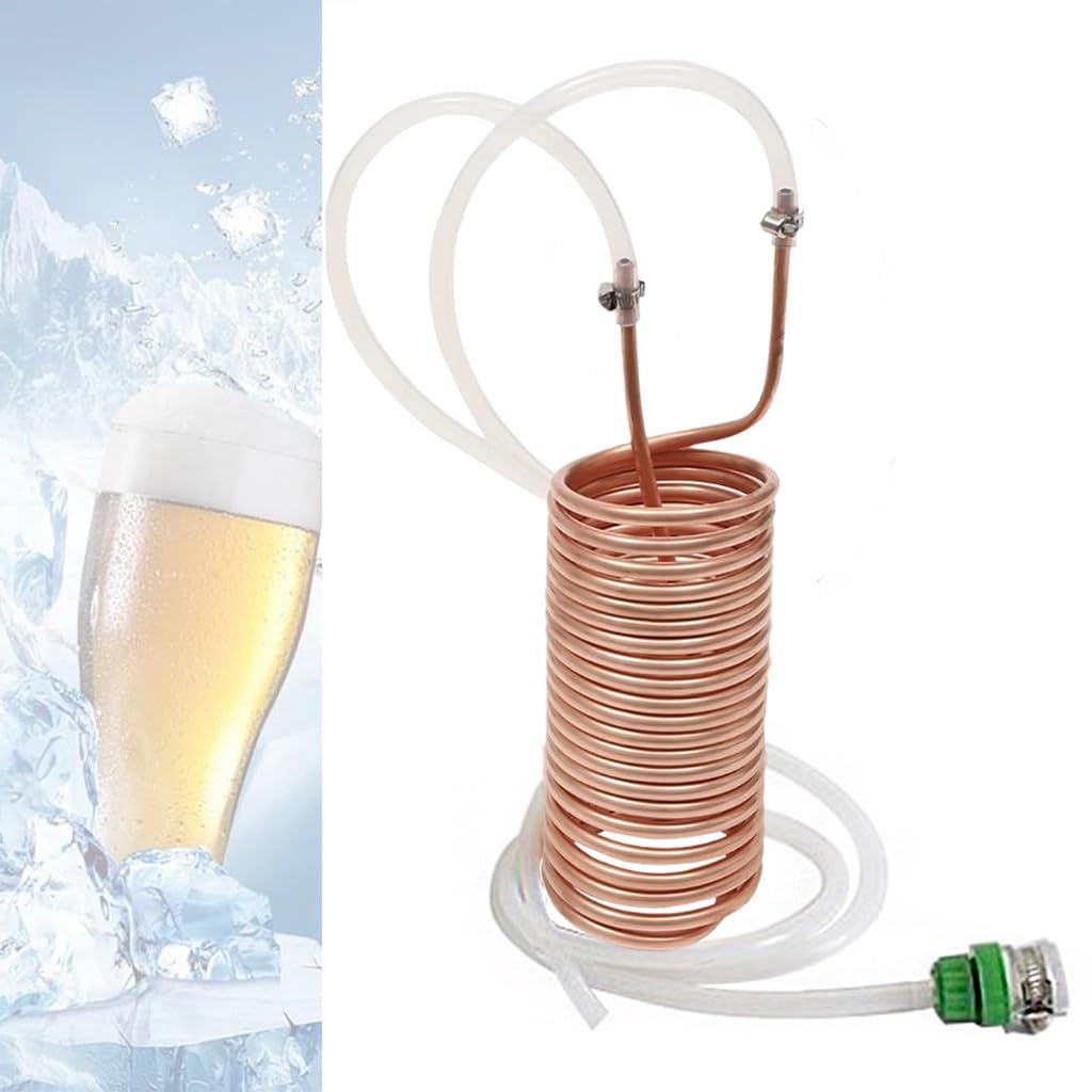 Photo 1 of Red Copper Wort Chiller, Immersion Wort Chiller Coil, Efficient Liquid Chiller with Universal Joint, 2x 4.9ft Silicone Pipes for Home Beer Brewing Beverage Cooling