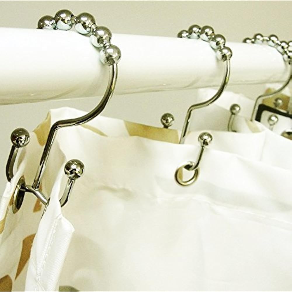 Shower Curtain Rings Doublehook Hooks Eight Solid Bead Bathroom