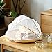 Hand-Woven Food Serving Tent Basket, Fruit Vegetable Bread Cover Storage Container Outdoor Picnic Food Cover Mesh Tent Basket with Gauze(Bug- proof, Dust-proof ) Keep Out Flies, Bugs, Mosquitoes (L)