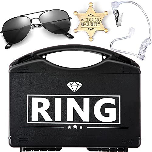 Ring Wedding Bearer Security:Ring Wedding Security Set Ring Box Bearer + Glasses + Earpiece + Badge Ring Gifts Proposal