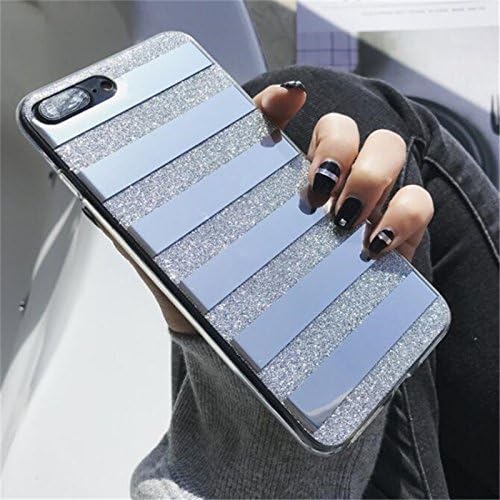 Urberry Iphone 6/6s Case, Glitter Powder Phone Case Mirror Reflex Striped Stars Pattern Back Cover for iphone 6 6S