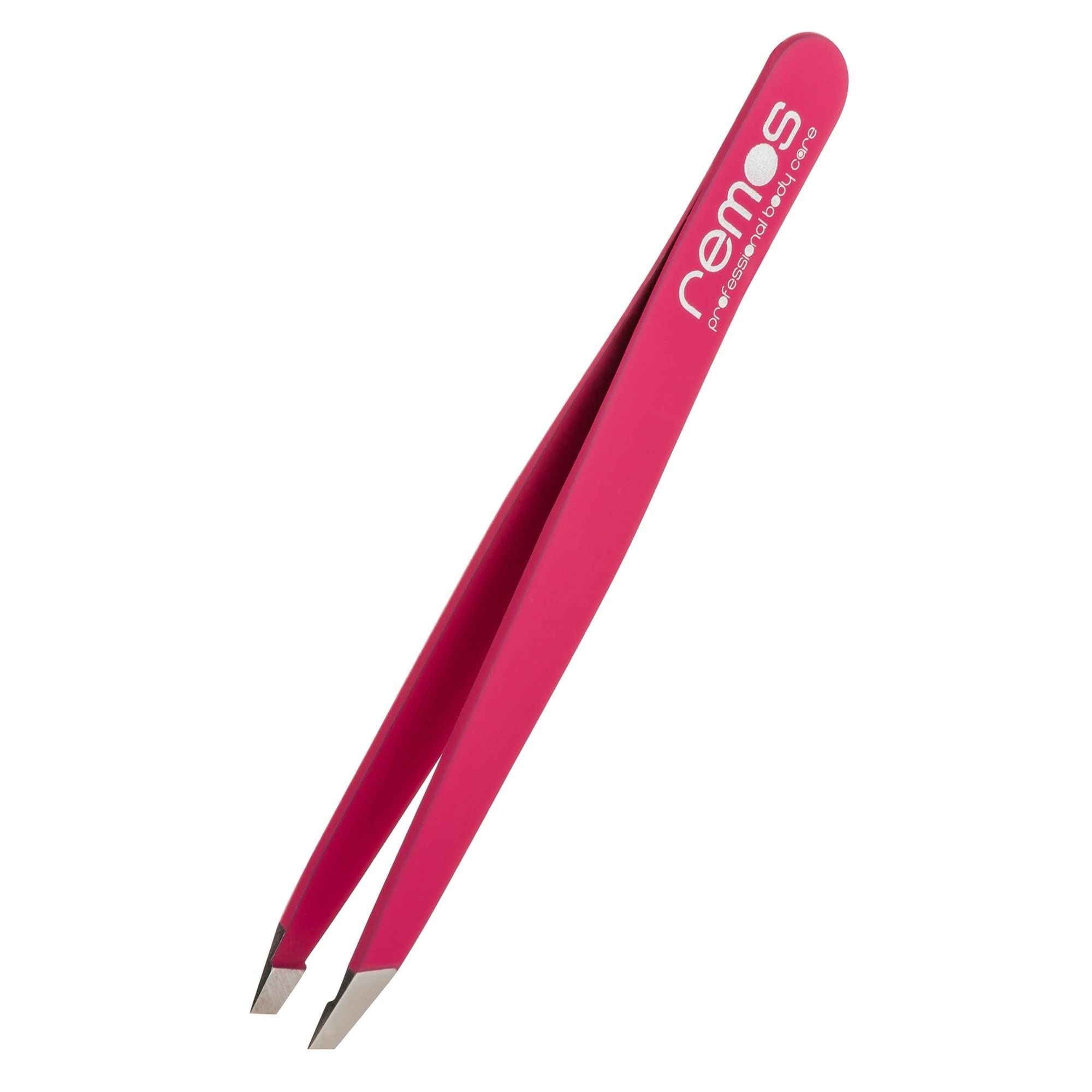 REMOS Professional Tweezer in Stainless Steel, Fuchsia - Ideal for Eyebrows and Facial Hair Removal