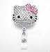 LOVEKITTY - 3D Cutie Blinged Out Pink Bow Kitty Inspired Rhinestone Badge Reel/Name Badges/ID Badge Holder