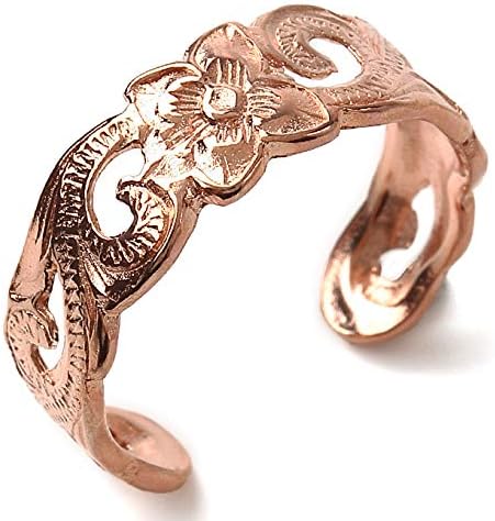 Amazon ハワイアンジュエリー Locomocoaloha リング 指輪 ピンクゴールド プルメリア 波 スクロール 正規品 ジュエリー リング 通販