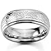 MOWOM Silver 7mm Stainless Steel Ring Band Engraved Florentine Design Size 4 To Size 15 8