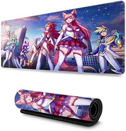 Professional Gaming Mouse Pad League of Legends Thick Large (29.5×15.7 Inch) Waterproof Keyboard Pad with Stitched Edges Durable, (Ahri, Miss Fortune, Soraka, Ezreal, Lux)