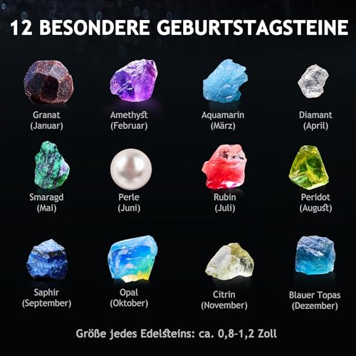 Japace Excavation Set for Children, STEM Science Toy Gemstones Digging, Geodes to Break Up Set, Crystals Growing Kit Gifts Boys Girls Grinding Hammer