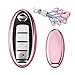 MODIPIM Keyless Entry Remote Cases Key Fob Cover with Diamond Tassel Keychain Soft TPU Holder Shell for Nissan Rogue Altima Maxima Qashqai Sylphy Sentra Versa 2/3/4/5-Buttons Color Pink