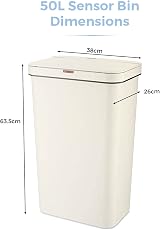 Tower T838005C Sensor Bin 50L Cream Battery-Operated with Retainer Ring view 8