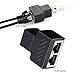 Seotic Network Splitter Adapter, RJ45 Female to 2 Female Port LAN Ethernet Socket Connector Adapter Interface, 8P8C Extender Plug LAN Network Connector for Cat5 Cat5e Cat6 Cat7 (Black)