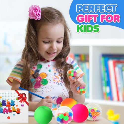 Stress Balls for Kids Adults: 6 Pack Sensory Fidget Squishy Balls, Soft Calm Down Toys for Classroom Prize Box, Office Desk Travel Toys, Birthday Party Favor Gifts for Boys Girls