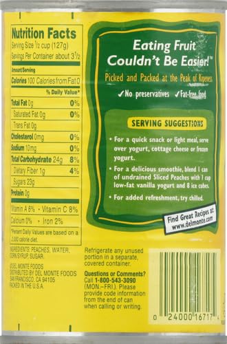 DEL MONTE YELLOW CLING SLICED PEACHES, 15.25 OZ