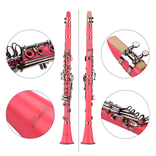Clarinet,Muslady 17-Key Clarinet,Bb Flat ABS Woodwind Instrument with Carry Case Gloves Cleaning Cloth Mini Screwdriver Reed Case 10pcs Reeds - Thumbnail 2