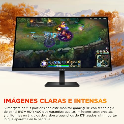OMEN 27 G2 – Monitor Gaming de 27" FHD 1920 x 1080 a 180 Hz, IPS, 16:9, 1ms, HDMI, Antirreflejo, HDR, DisplayPort, Compatible con Consolas Negro, Plano, 180Hz