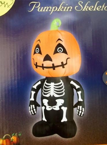 Airblown Inflatable Cute Pumpkin Skeleton 3.5' LED Lighted Self Inflates Gemmy