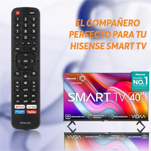 Archy Control Universal Remoto Compatible con Pantalla Hisense Smart TV con Botones de Acceso Rapido a Apps Netflix Prime Video Y mas Reemplazo Universal Fácil de Usar Alta Compatibilidad TV (HISTV)