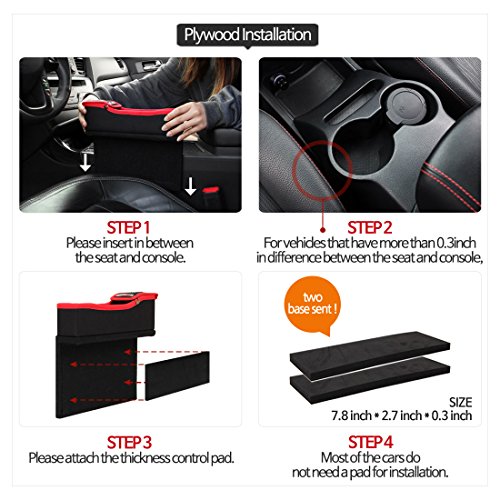 KMMOTORS Coin Side Pocket, Console Side Pocket, Car Organizer (Red Driver Without Cupholder)