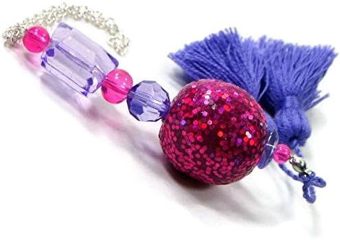 Purple Hot Pink Sparkly Handmade Scissor Fob Beaded Scissor Minder OOAK Scissor Fob Key Fob
