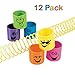 Plastic Mini Goofy Smile Face Slinkys 1 3/8 Inches - Pack Of 12 - Assorted Colored Cool Funny Faces Magic Coil Springs – For Kids Great Party Favors, Bag Stuffers, Fun, Toy, Gift, Prize - By Kidsco