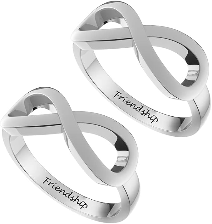 Matching Rings for Couples Best Friends Rings Engraving Infinity Knot