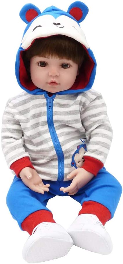 Shaoge 24in Realistic Reborn Doll Soft Silicone Vinyl Newborn Babies Boy Lifelike Handmade Toy for Children Christmas Birthday Gift