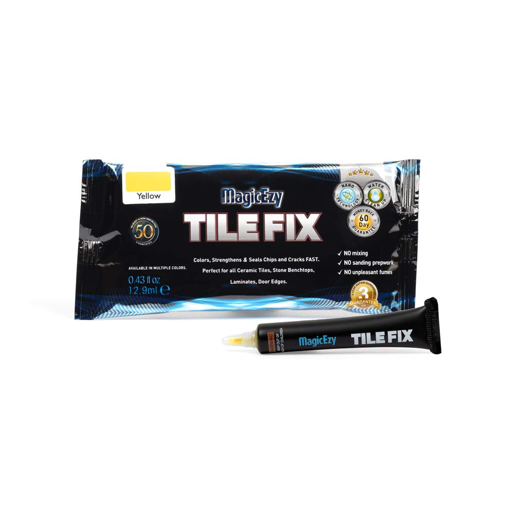 MagicEzy Tile Fix - (Yellow) - Professionally and Easily Touch-Up Cracks Less Than 1 mm on Your Floor and Wall Tiles, Porcelain and Ceramic Surfaces