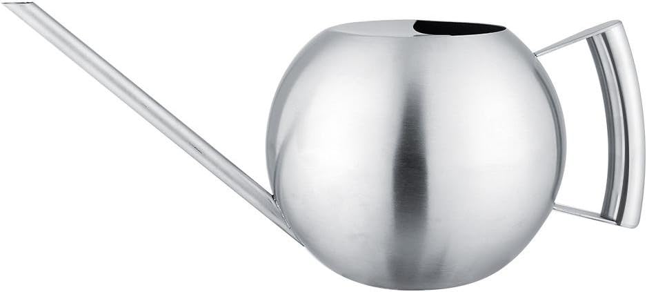 1000ML Stainless Steel Watering Can with Long Spout Round Ball Sprinkler for Garden Plants Flowers Home Use