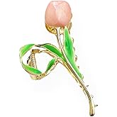 1PC Pink Gold Lily of The Valley Flower Hair Clips, Large Metal Claw Clip,Orchid Clamps,Lily Jaw Clamp Styling Accessories for Thick Thin Clips and Barrettes (Pink 1)