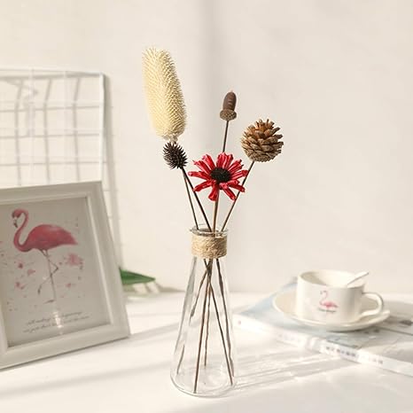 Amazon 枯れない花 プリザーブドフラワー ドライフラワー 北欧 置物 花瓶付き 松かさ お供え インテリア 人工観葉植物 ブーケ お盆 仏花 お仏壇 小さい エレガント 緑の葉付き お祝い 飾り 撮影 記念日 プリザーブドフラワー オンライン通販