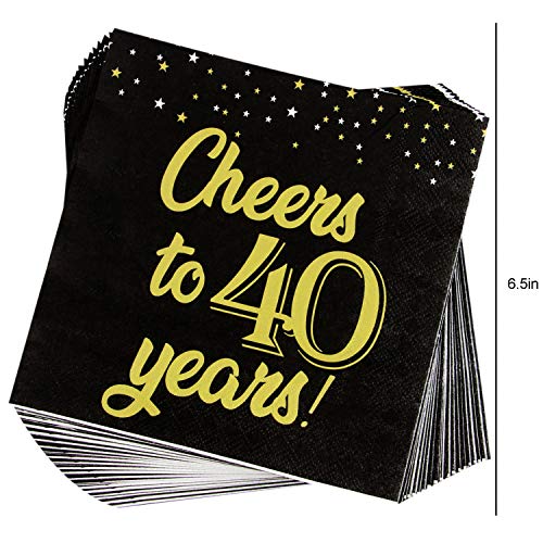 82 Piece 40th Birthday Party Supplies Set Including Plates, Cups, Napkins, Banner and Tablecloth, Serves 20 - Thumbnail 4
