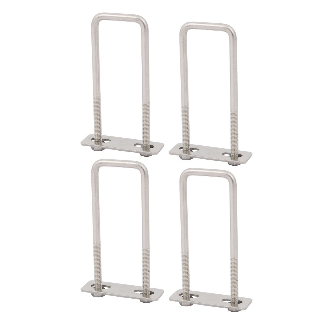 Sourcingmap 4pcs M6 100mm Length 304 Stainless Steel Square U Bolt w Hex Nut Plate